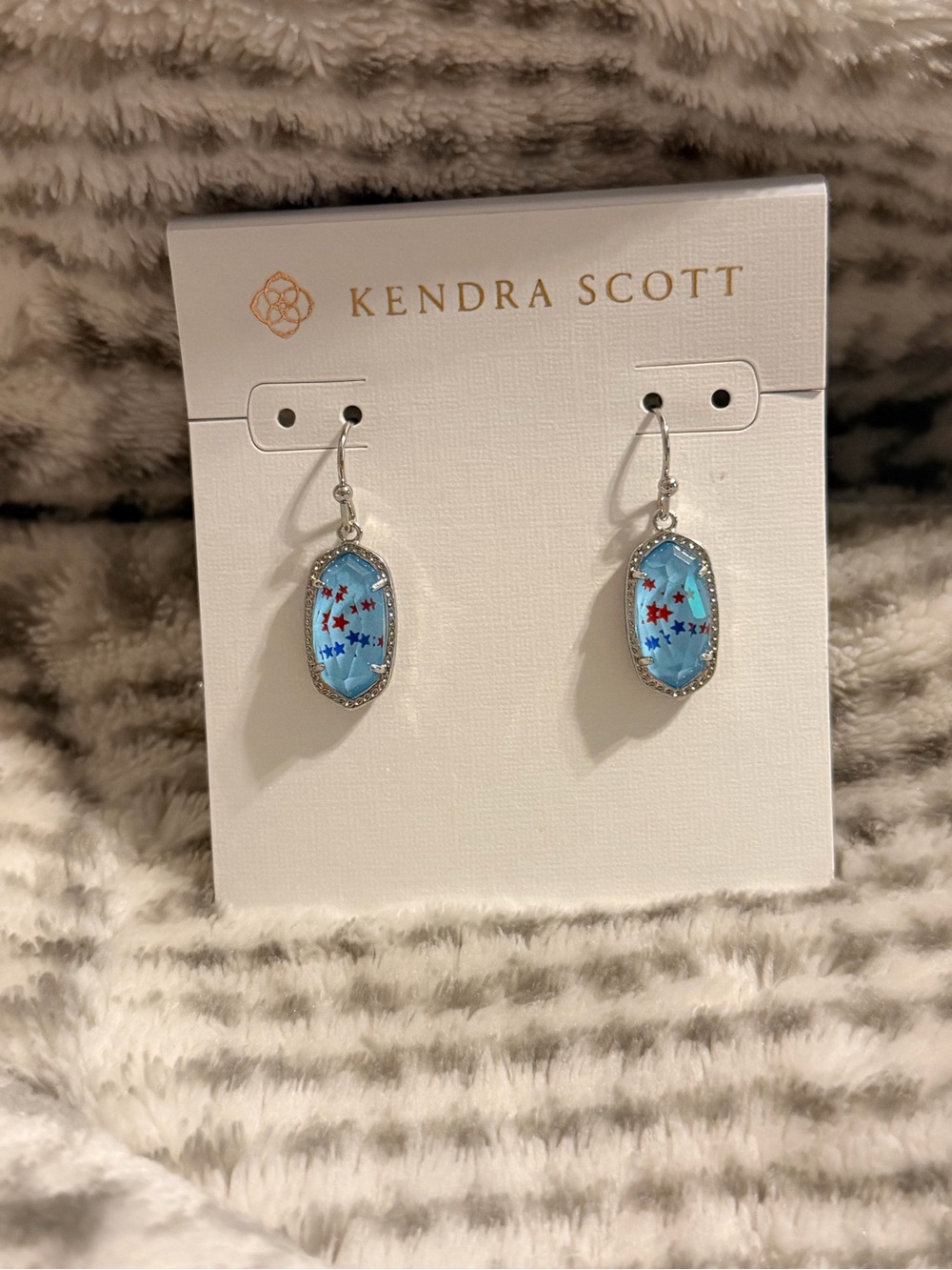 Kendra Scott Light Blue Star Accent Drop Earrings